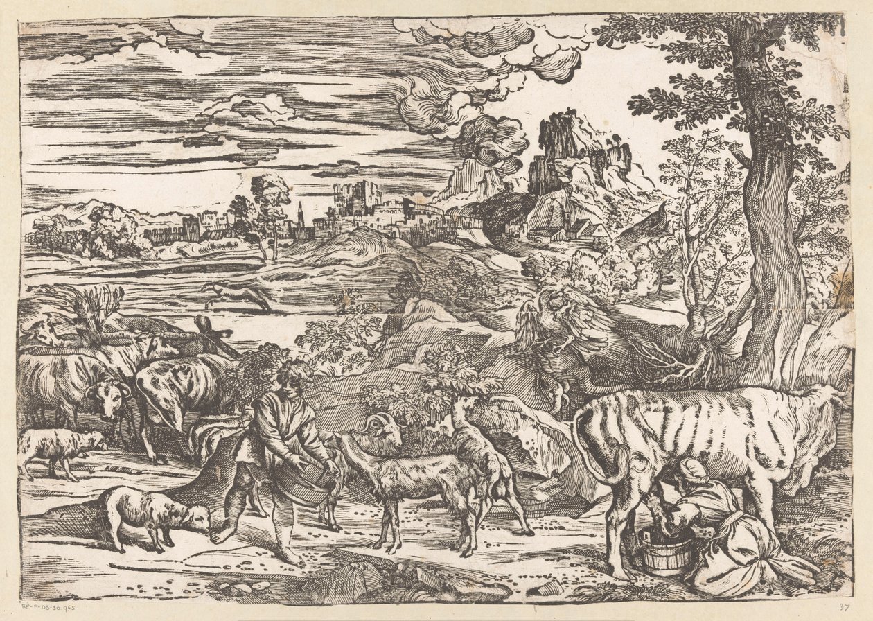 paisaje con lechera de Titiaan