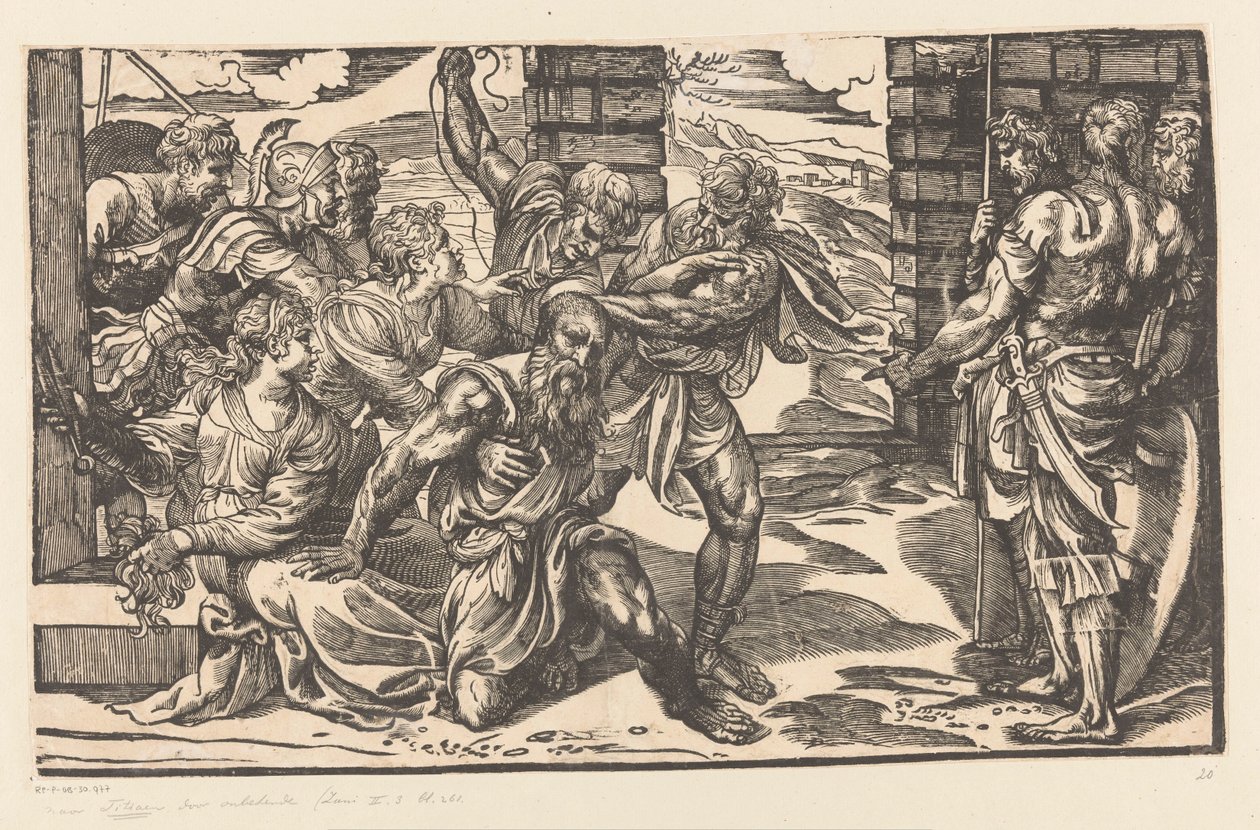 Sansón pelea con soldados filisteos de Titiaan