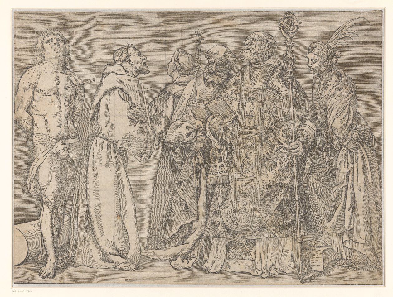 Seis santos de pie de Titiaan