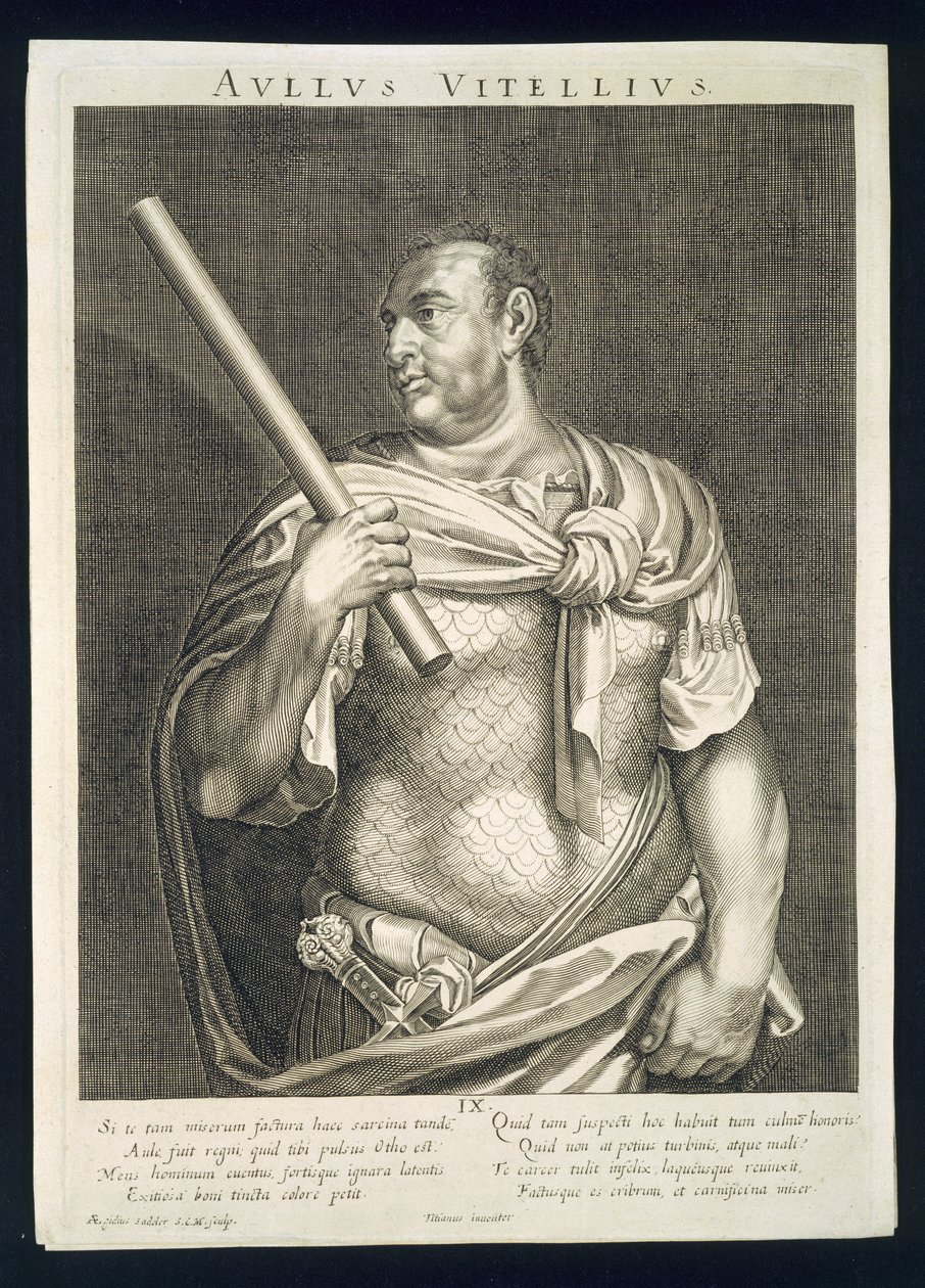 Aullus Vitellius Emperador de Roma 68 d.C. grabado por Aegidius Sadeler (1570-1629) de Tiziano Vecelli