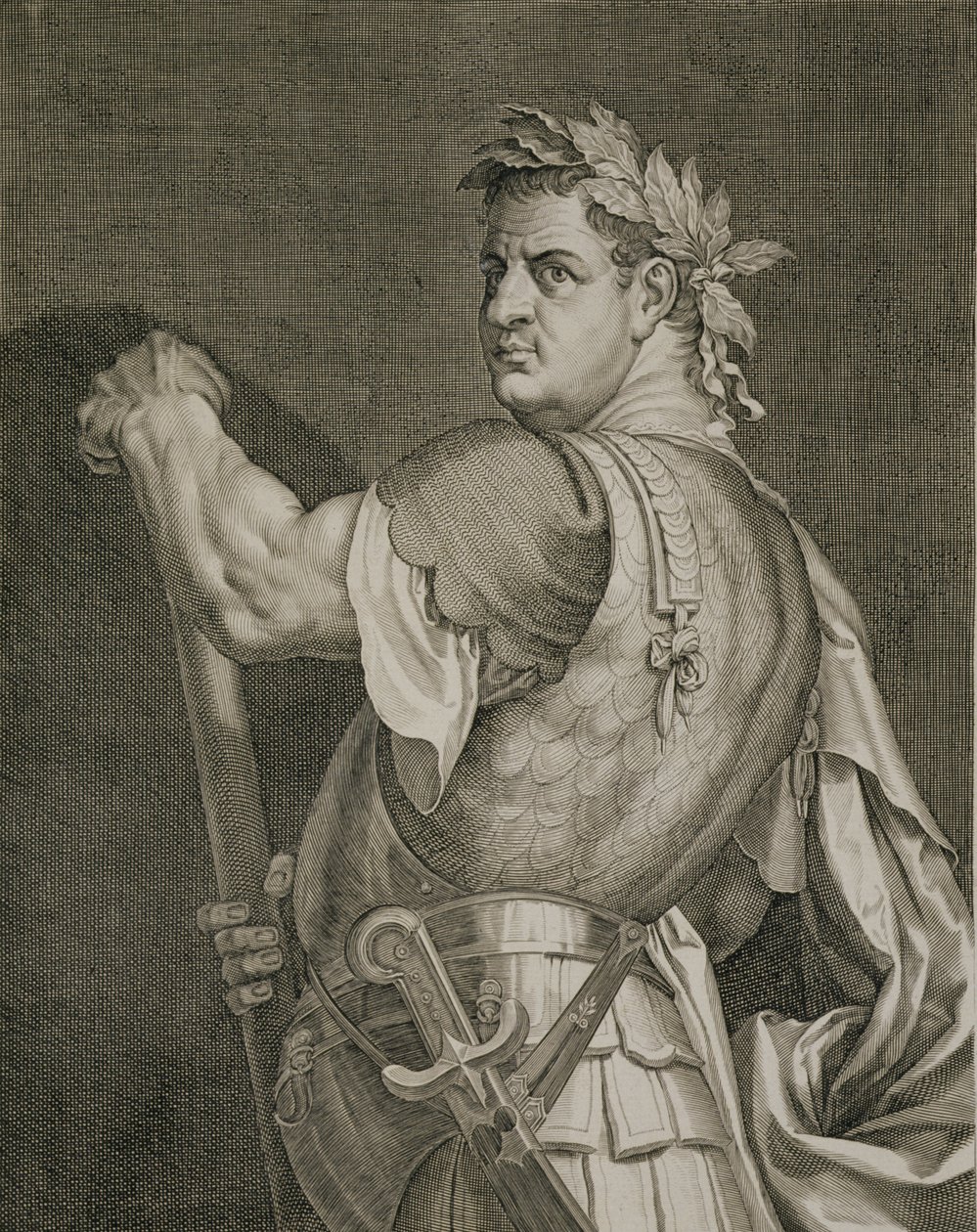 D. Tito Vespasiano Emperador de Roma 79-81 d.C. grabado por Aegidius Sadeler (1570-1629) de Tiziano Vecelli