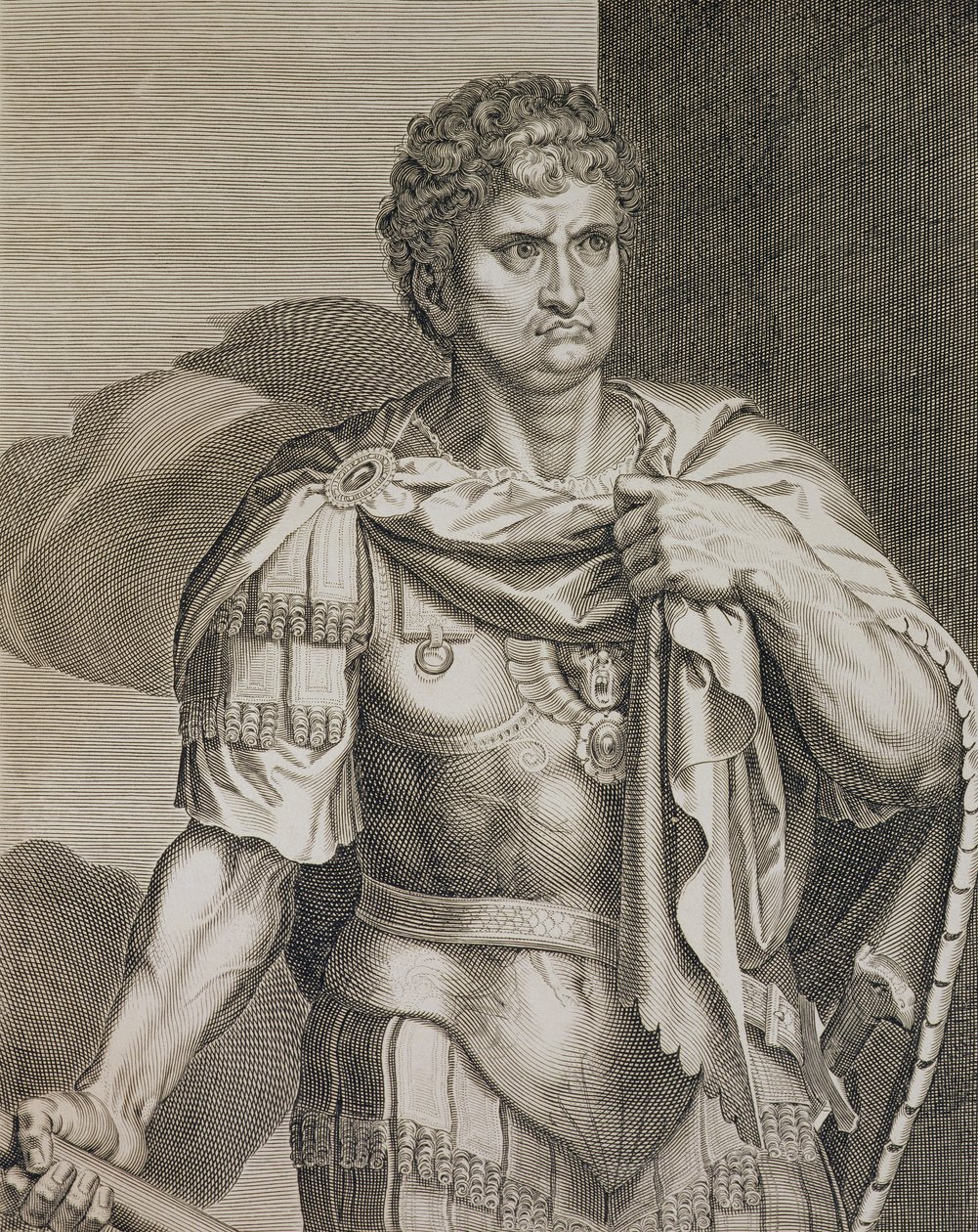 Nerón Claudio César Emperador de Roma 54-68 AD grabado por Aegidius Sadeler (1570-1629) de Tiziano Vecelli