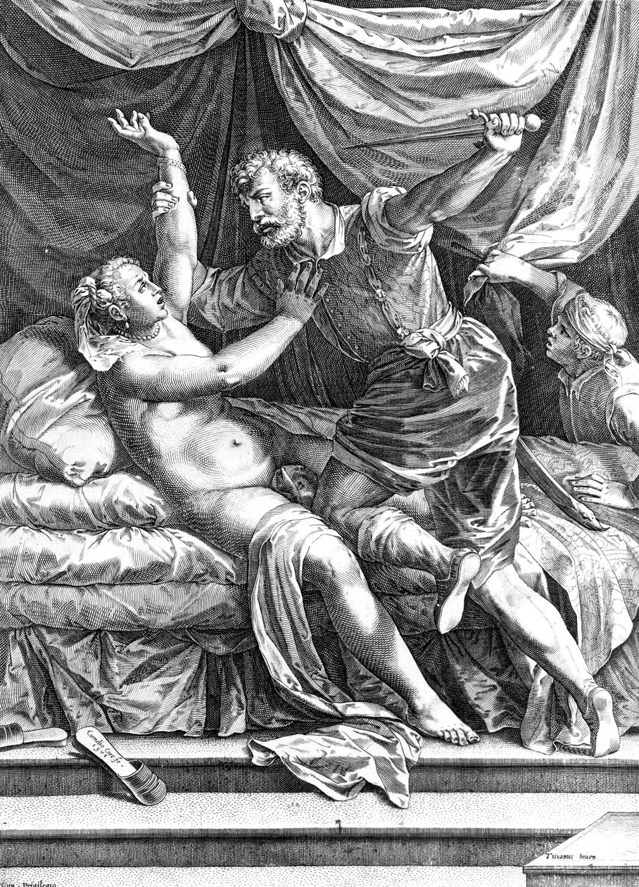 Tarquinio y Lucrecia, por Cornelis Cort, 1571 de Tiziano Vecelli