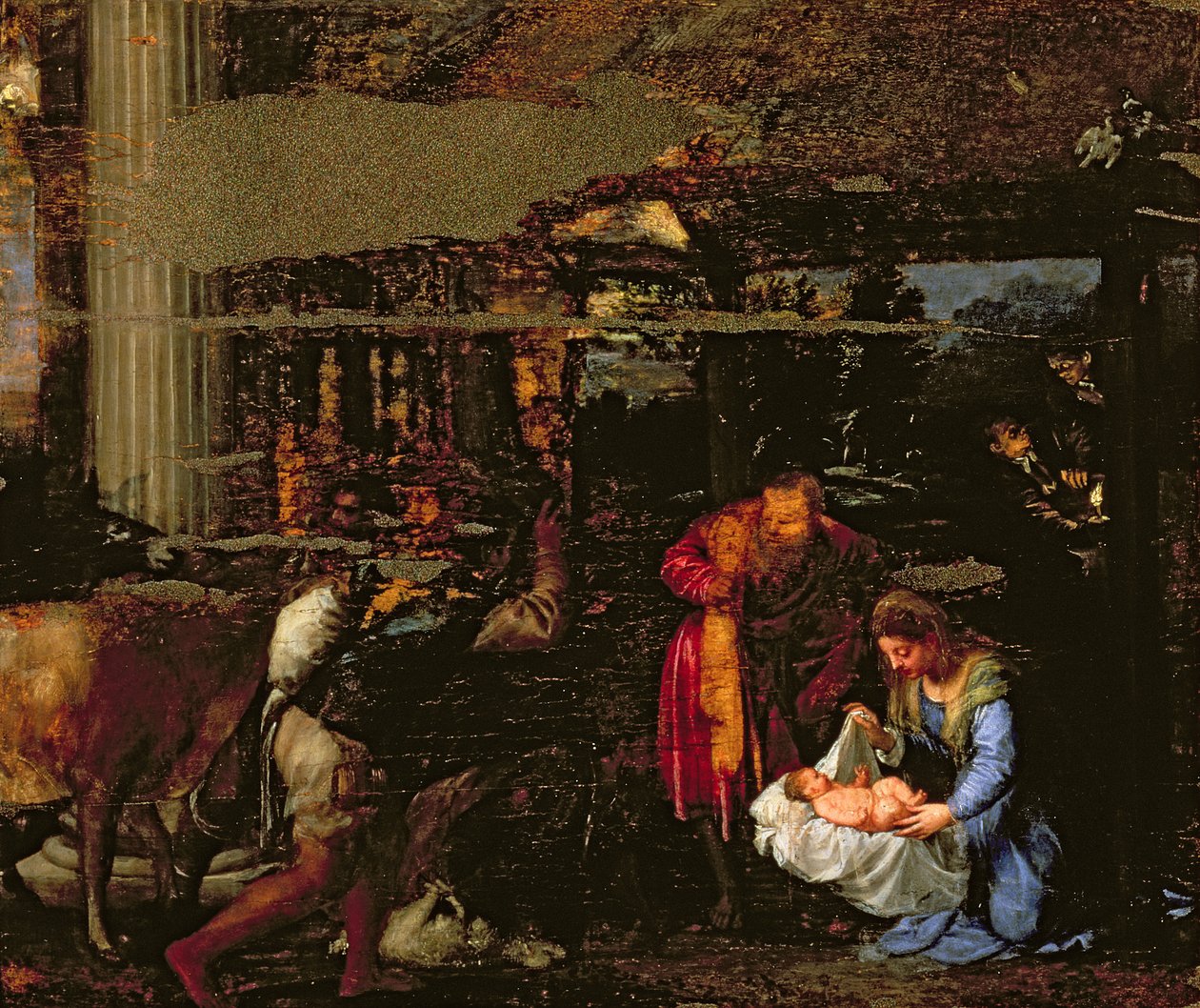 La Adoración de los Pastores de Tiziano Vecelli