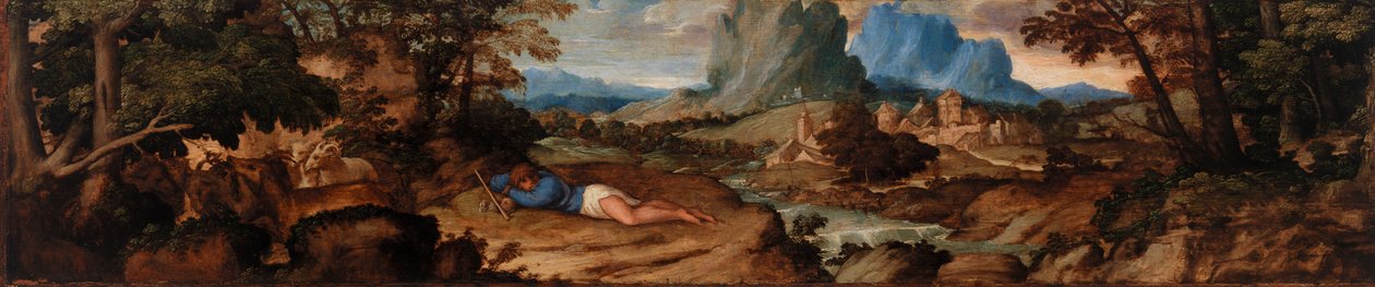pastor durmiente de Titian (Tiziano Vecellio)