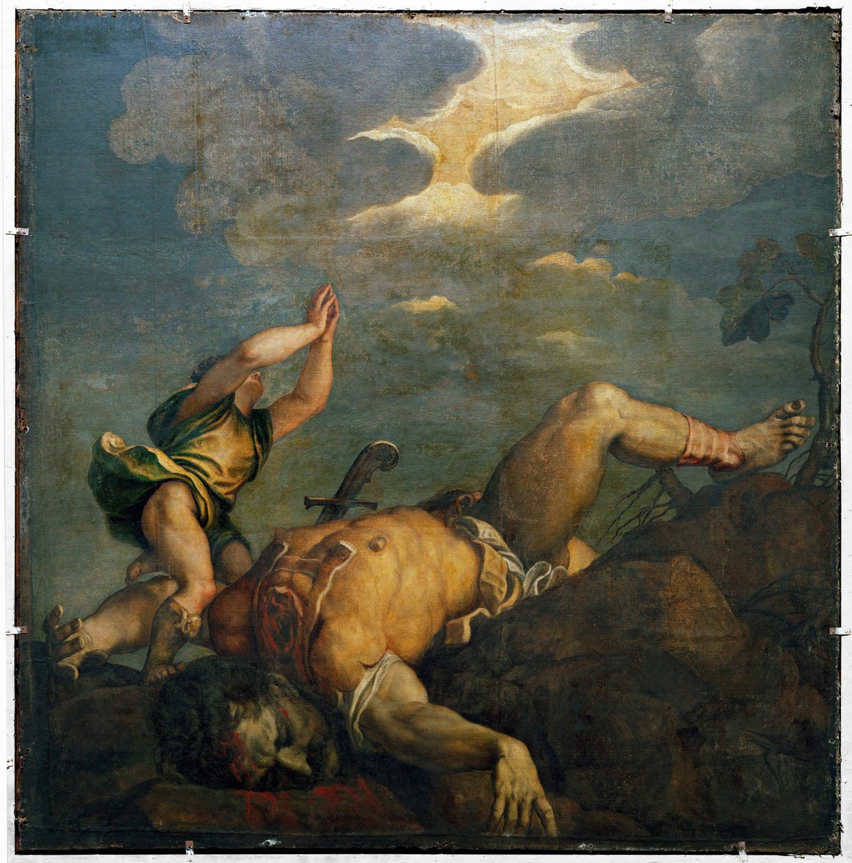 David y Goliat. Fresco ... (fresco) de Titian (c.1488 1576)