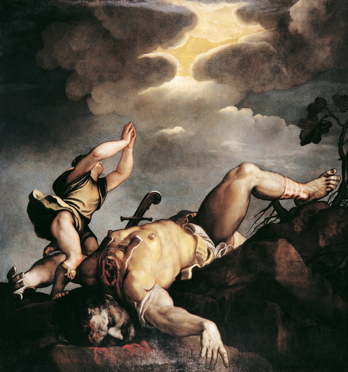 Italia, Venecia, Iglesia de Santa Maria della Salute, David y Goliat de Titian (c.1488 1576)