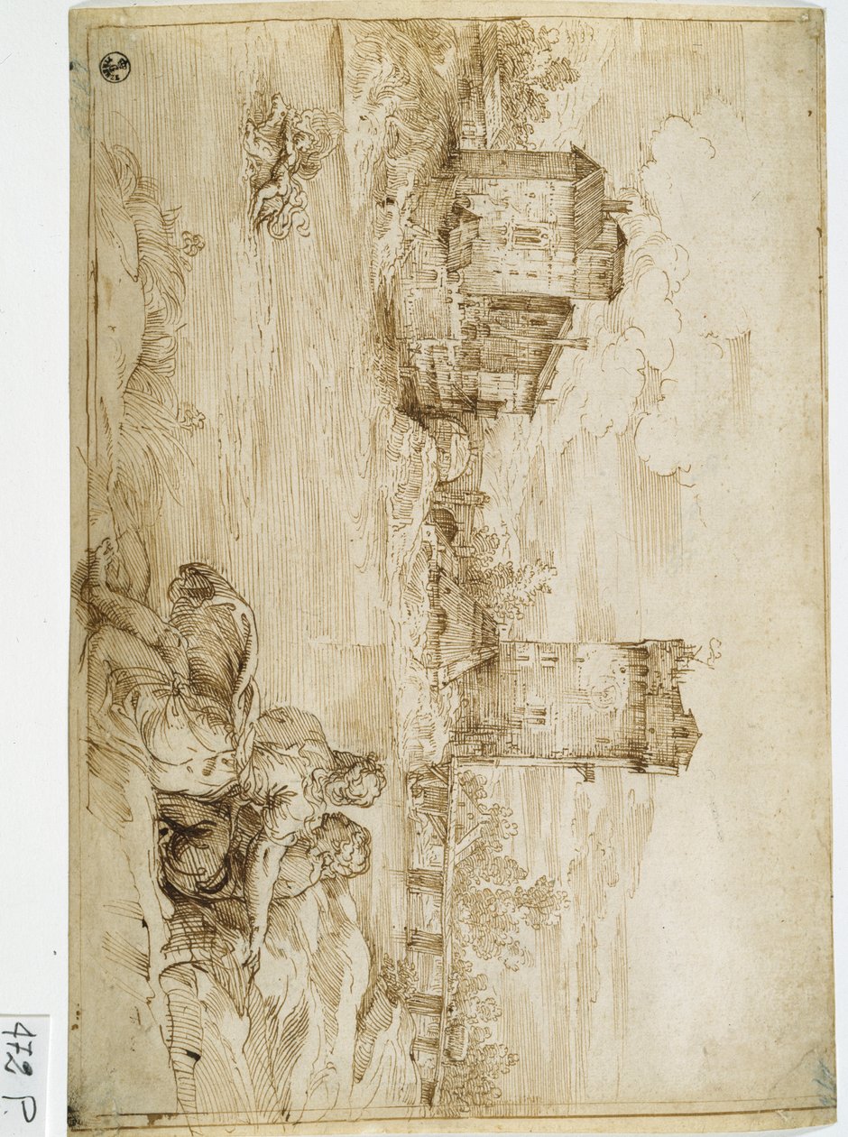 Paisaje (pluma y tinta sobre papel) de Titian (c.1488 1576)