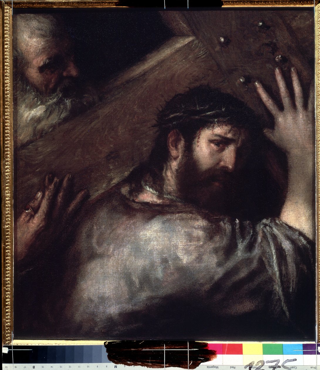 El Cristo que lleva la cruz. Pintura de Tiziano o El Tiziano (Tiziano Vecellio o Vecelli, o Tiziano da Cador de Titian (c.1488 1576)