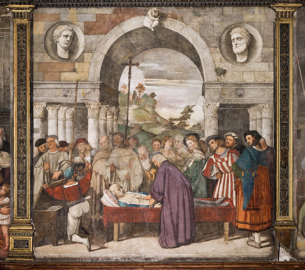 El corazón del avaro en el ataúd, la pared norte, Escuela del Santo, Basílica de San Antonio (Basílica del Santo), Padua, Italia de Titian (c.1488 1576)