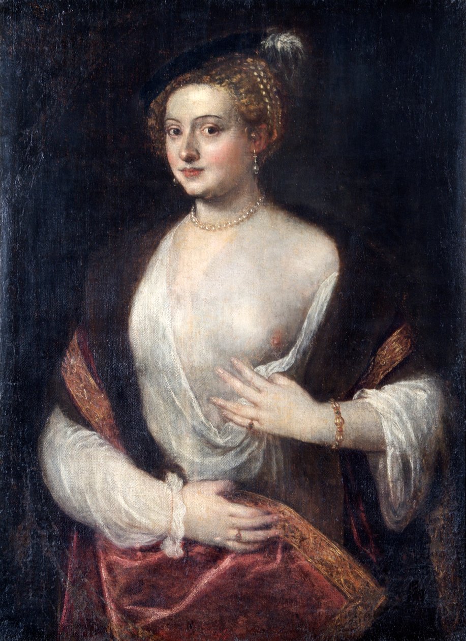 Dama desconocida, llamada "La amante de Tiziano", c.1550 (óleo sobre lienzo) de Titian (c.1488 1576) (follower)