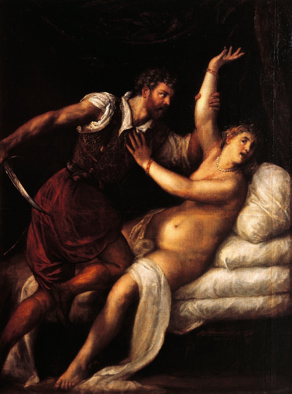 Tarquinio y Lucrecia, de Tiziano (hacia 1490-1576), óleo sobre tabla, 84x68 cm de Titian (c.1488 1576)