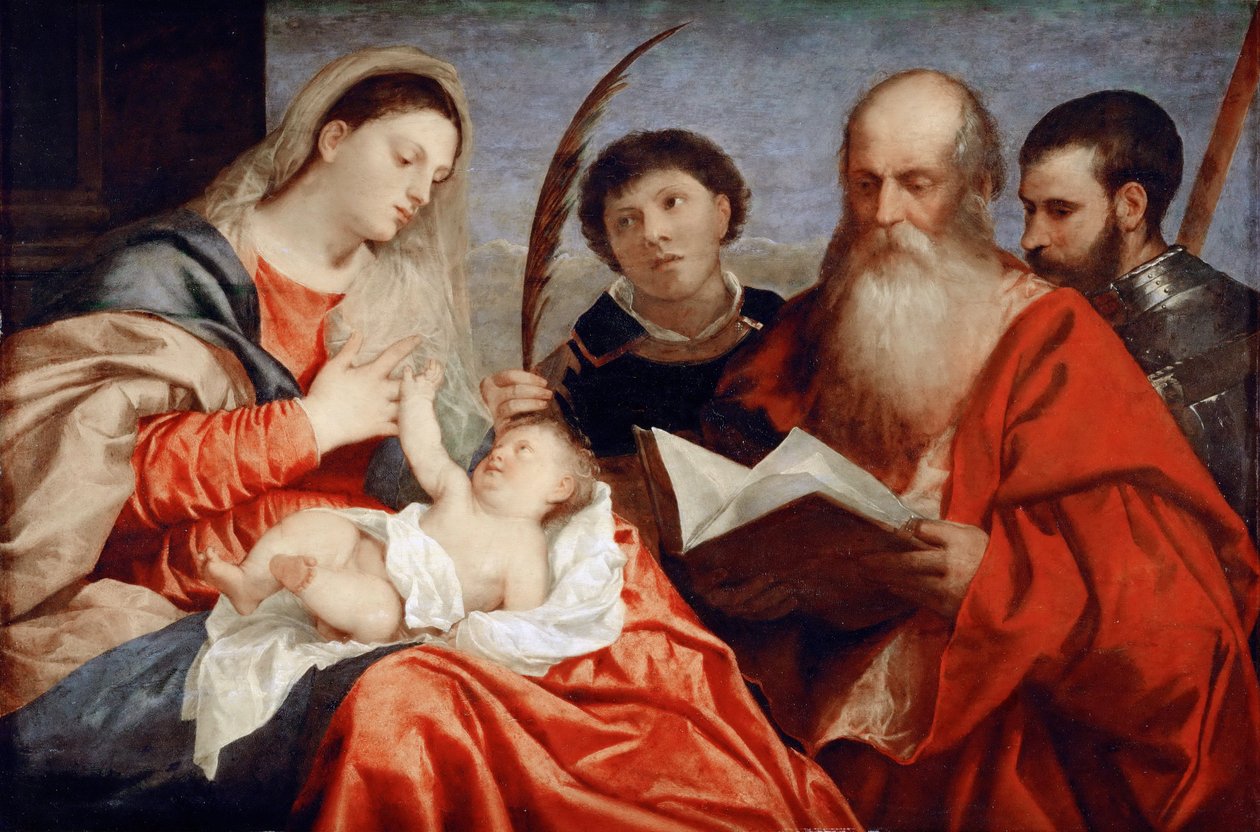 La Virgen y el Niño con los santos Esteban, Jerónimo y Mauricio de Titian (c.1488 1576)