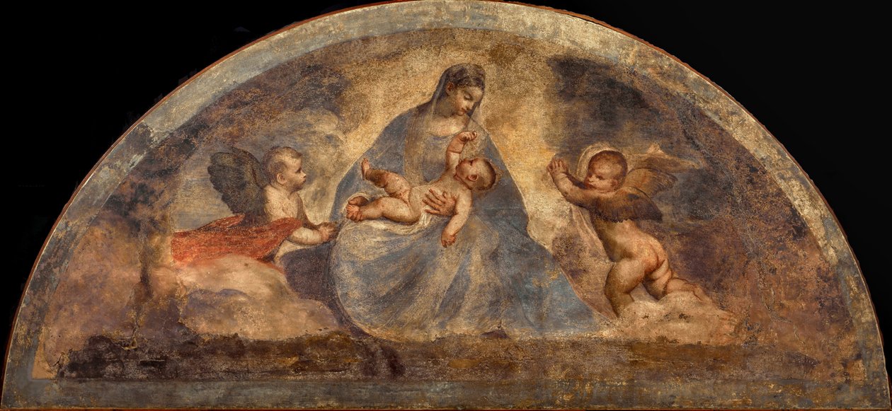 Madonna y el Niño con dos ángeles, c. 1519 de Titian