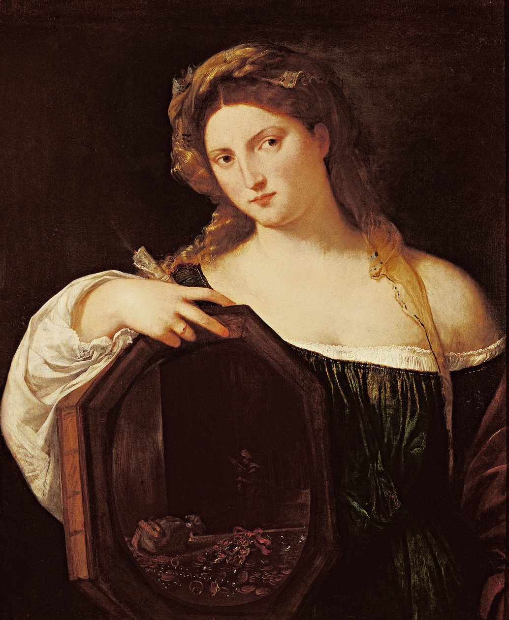 Alegoría de la vanidad, o Joven con un espejo, c.1515 de Tiziano Vecelli