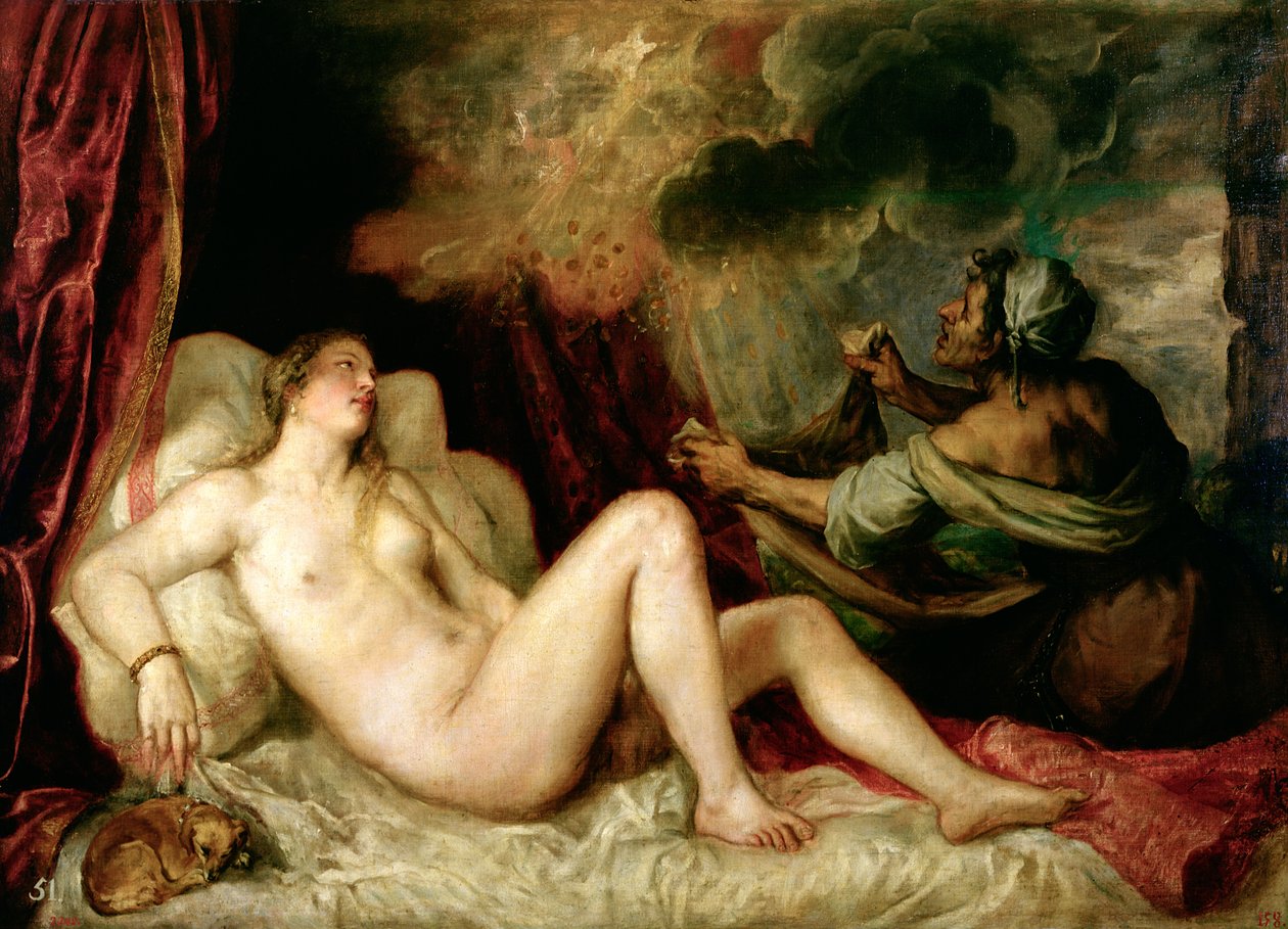 Danae recibiendo la lluvia de oro de Tiziano Vecelli