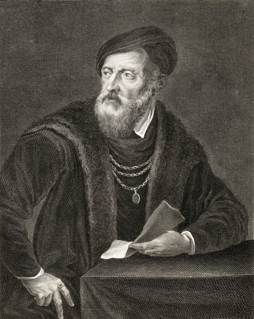 Autorretrato, grabado por Antoine Louis Romanet (1742-c.1810) de Tiziano Vecelli