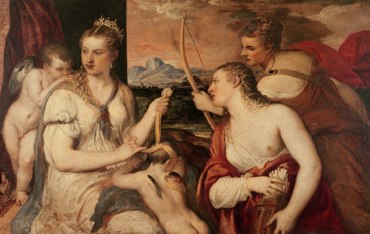 La educación de Cupido, c.1565 de Tiziano Vecelli