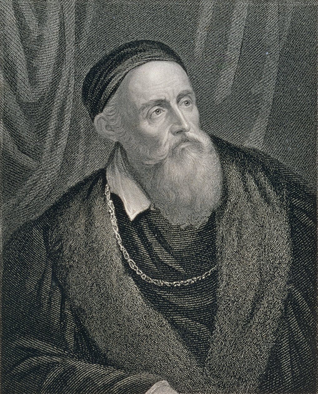 Autorretrato, grabado por William Holl de Tiziano Vecelli