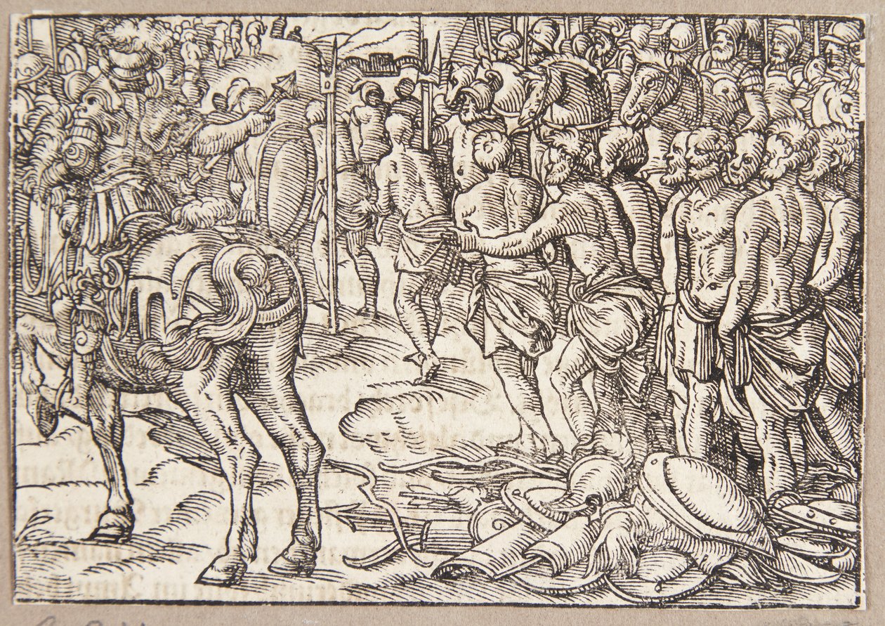Cincinnatus ordena a los aequi pasar bajo el yugo de Tobias Stimmer