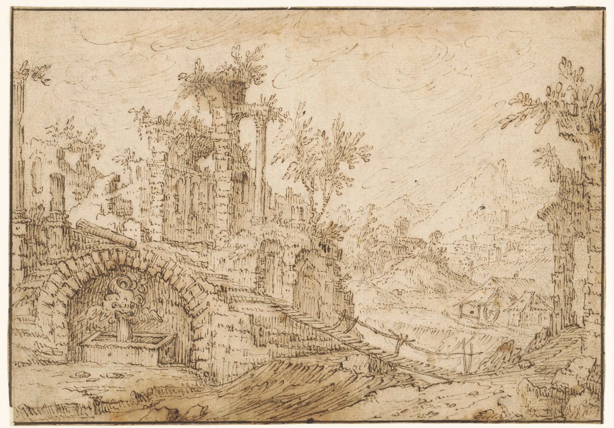 Paisaje con ruinas antiguas de Tobias Verhaecht