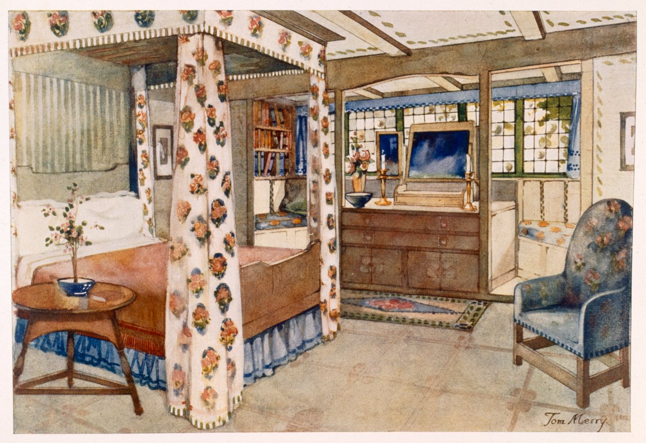 Un dormitorio para una casa de campo en el estilo Arts and Crafts de Tom Merry