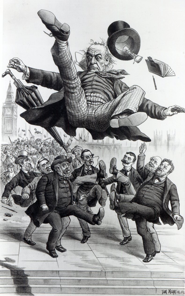 Gladstone siendo expulsado del parlamento, c.1894 de Tom Merry
