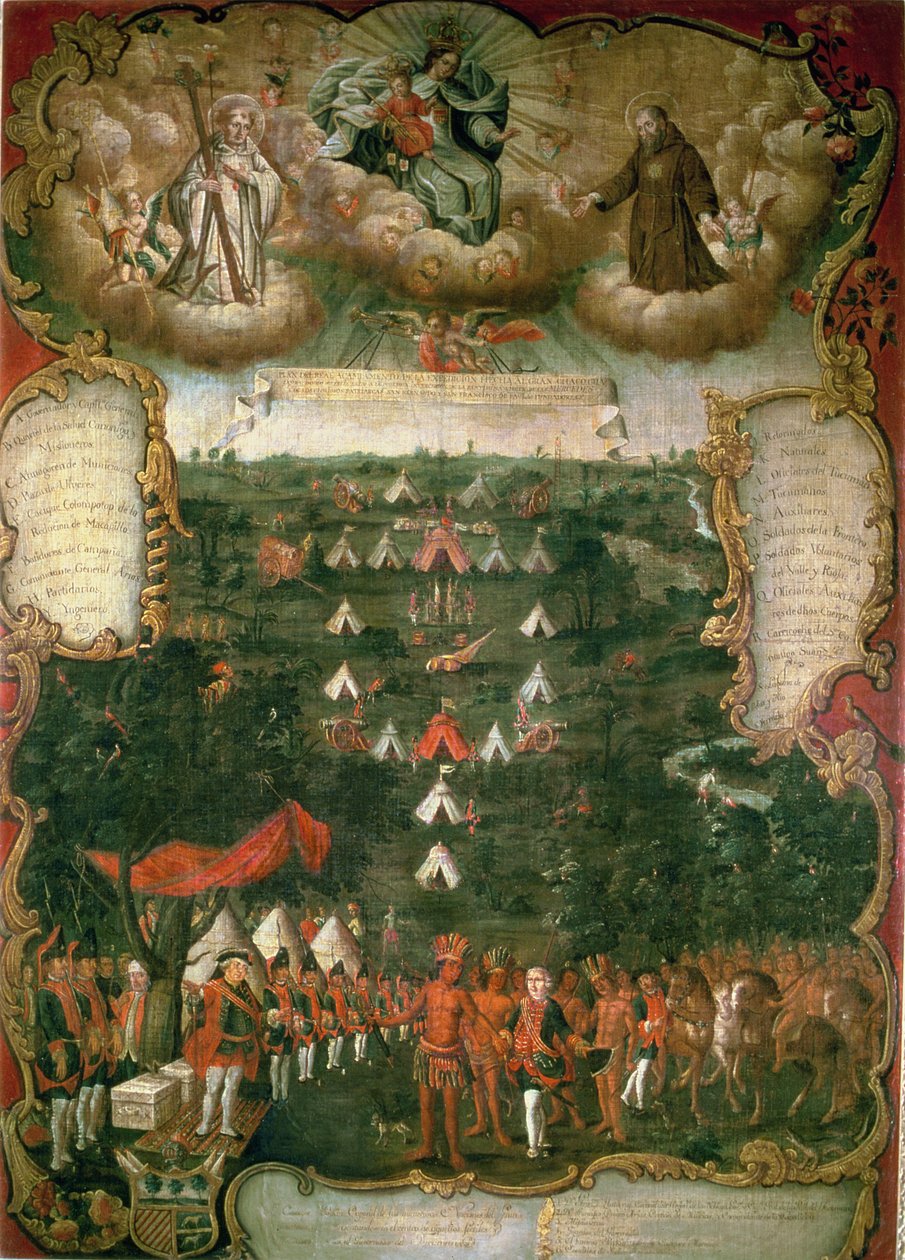 Campamento militar del gobernador Jerónimo Matorras durante la campaña del Gran Chaco (óleo sobre lienzo) de Tomas Cabrera