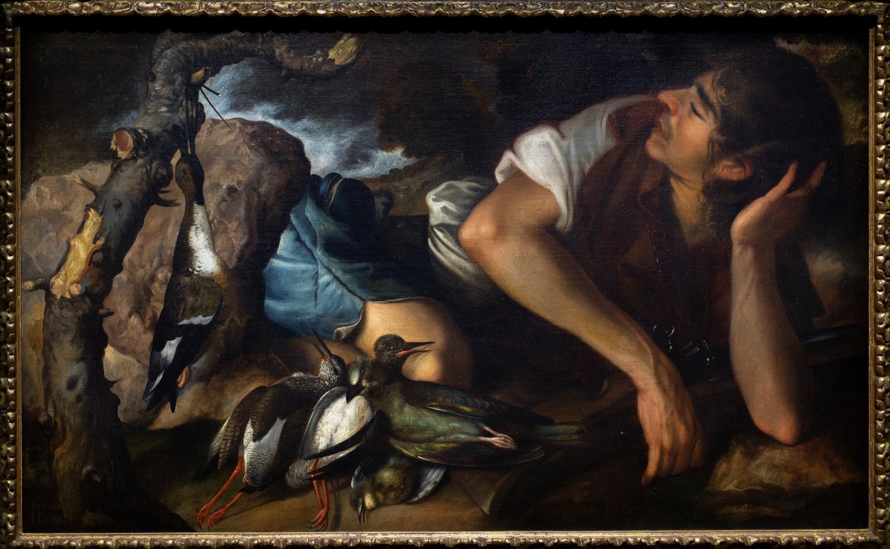 Cazador dormido en un paisaje de Tomas Yepes
