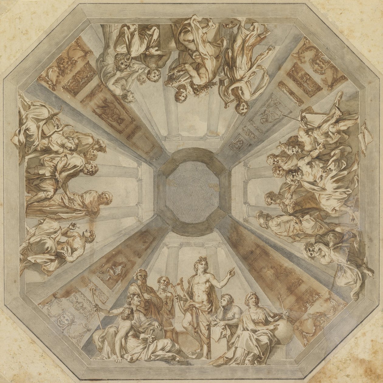 Estudio para El triunfo de Apolo para el techo de la Sala delle Muse, Museo Pio-Clementino de Tommaso Maria Conca