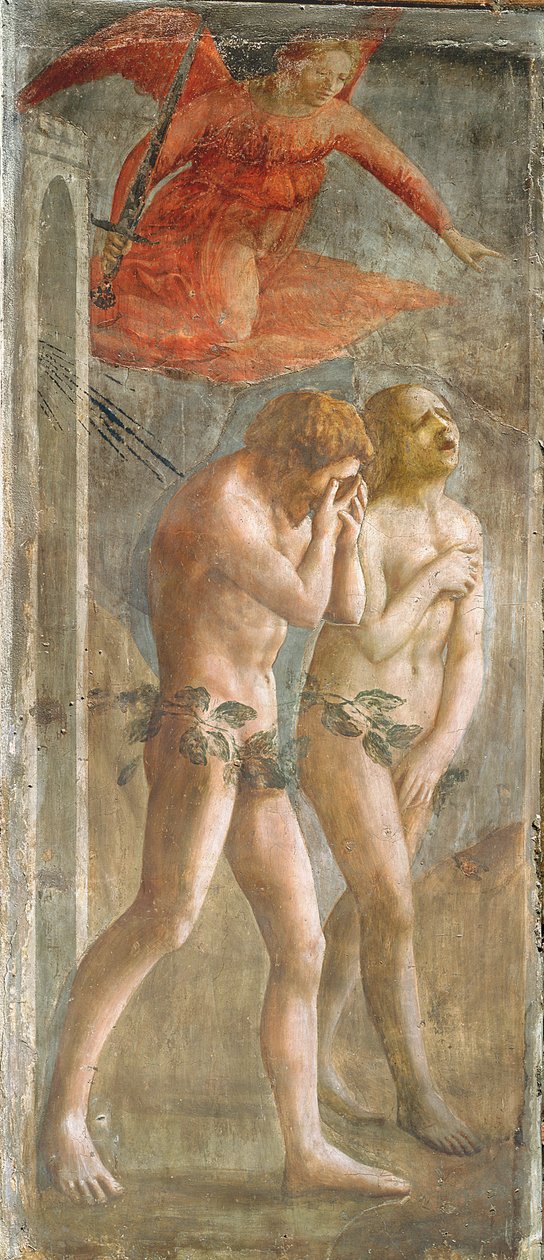 Adán y Eva expulsados del Paraíso, c.1427 (pre-restauración) de Tommaso Masaccio