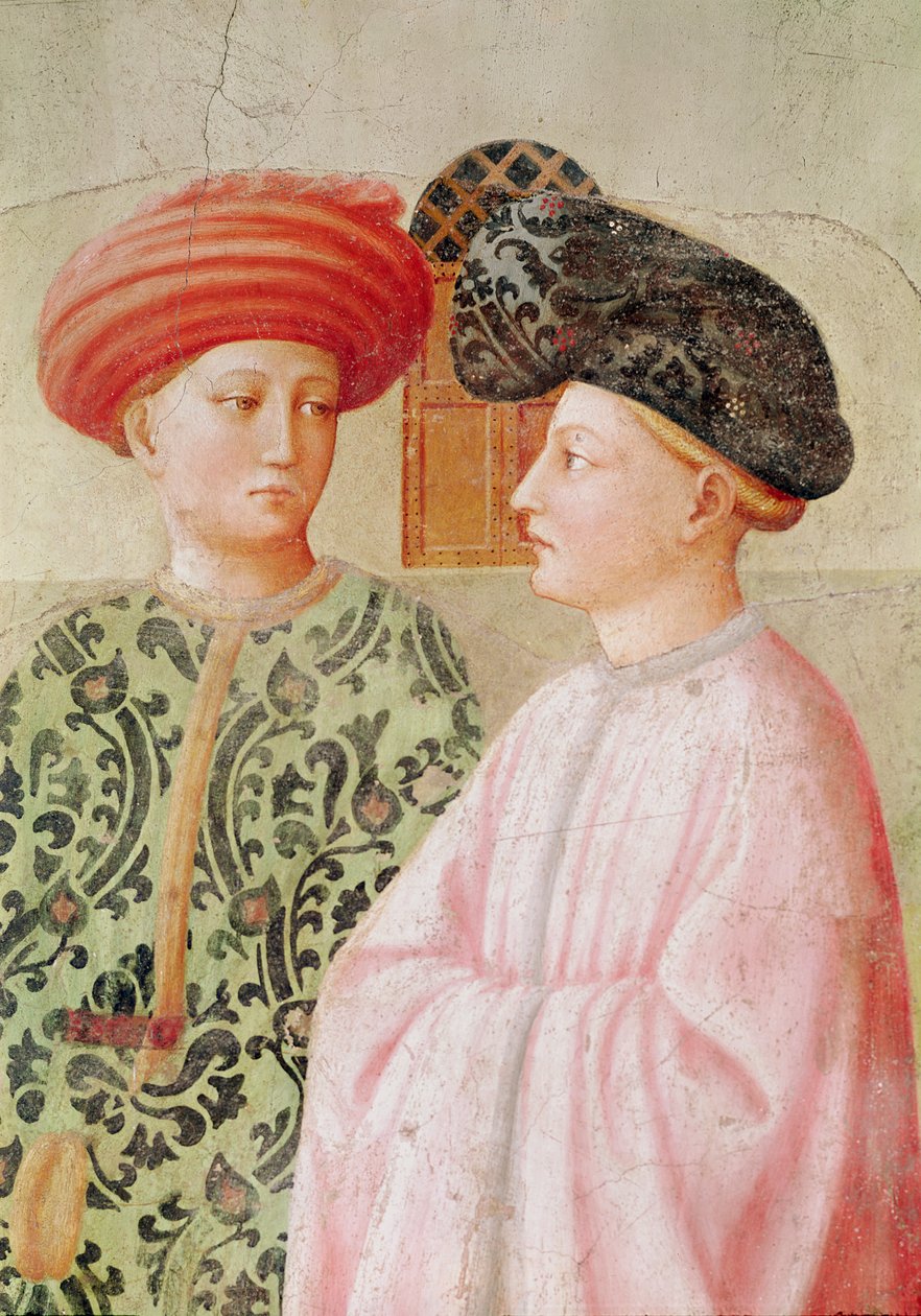 (detalle) de las figuras detrás de San Pedro, de la Resurrección de Tabita, c.1427 de Tommaso Masolino da Panicale