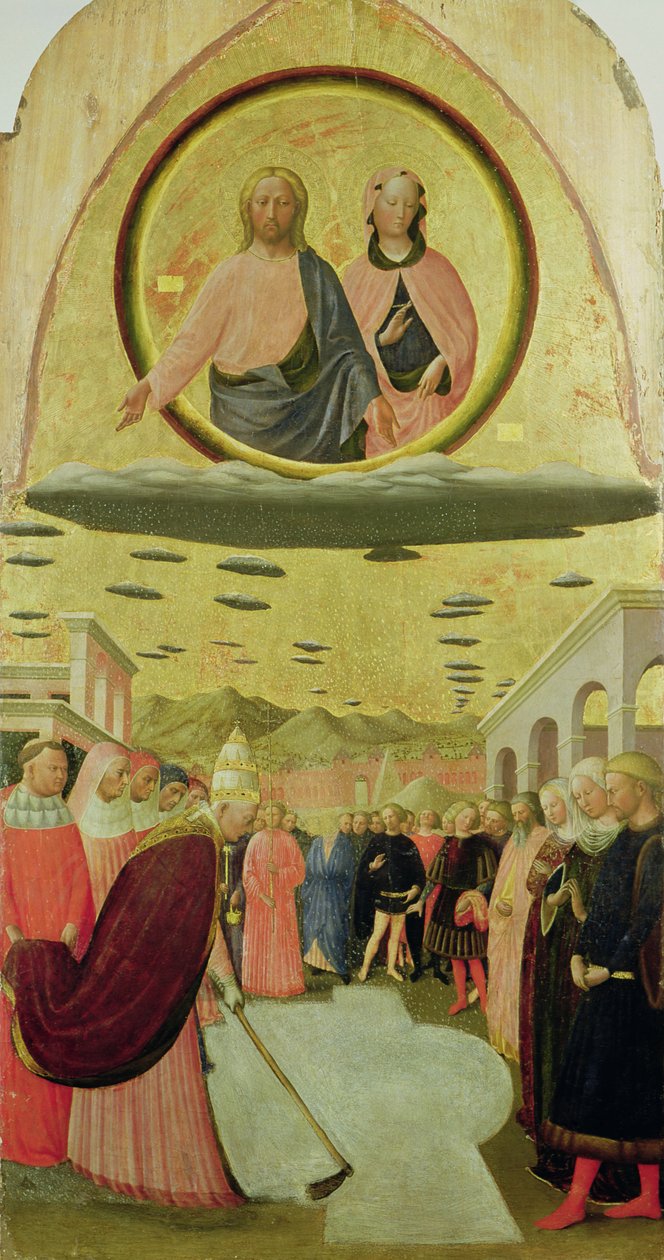 El Papa Liberio (r.352-66) fundando la Basílica de Santa María de la Nieve de Tommaso Masolino da Panicale