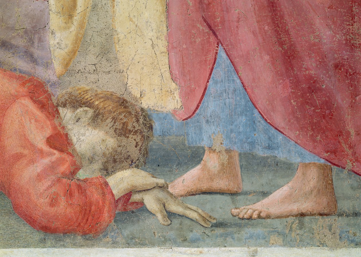 La tentación de Adán y Eva, detalle de Eva y la serpiente (detalle) de Tommaso Masolino da Panicale