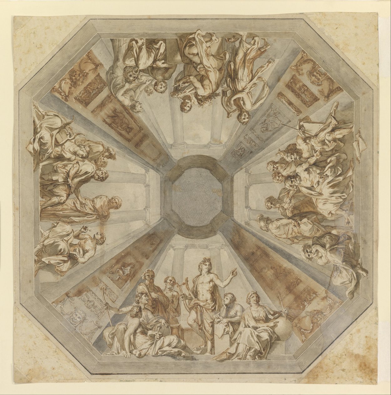 Estudio para El triunfo de Apolo para el techo de la Sala delle Muse, Museo Pio-Clementino, Vaticano de Tommaso Conca