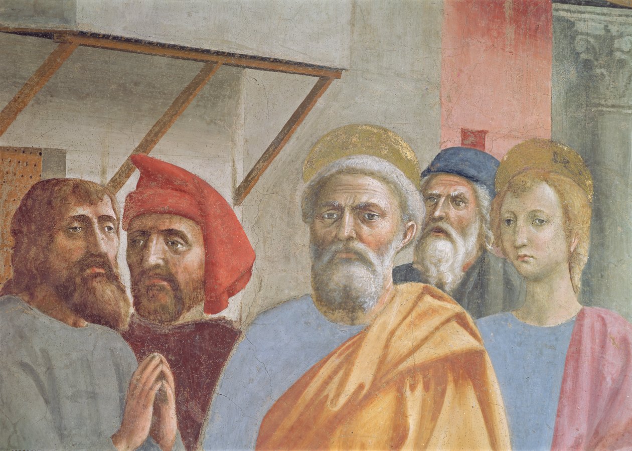 San Pedro curando con su sombra, detalle de San Pedro (detalle) de Tommaso Masaccio