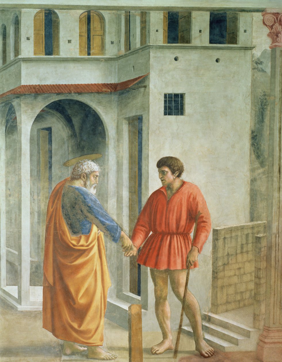 El tributo: San Pedro paga al recaudador de impuestos (detalle) de Tommaso Masaccio