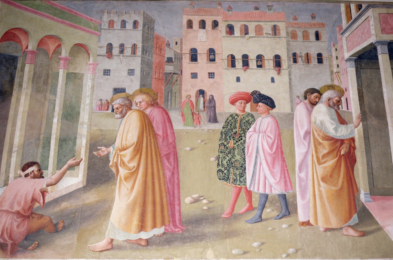 Curación del lisiado y resurrección de Tabita de Tommaso Masolino da Panicale