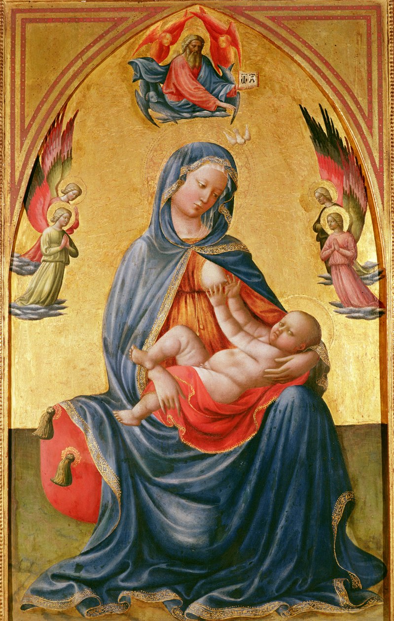 Virgen y Niño con Dios Padre, Espíritu Santo y ángeles de Tommaso Masolino da Panicale