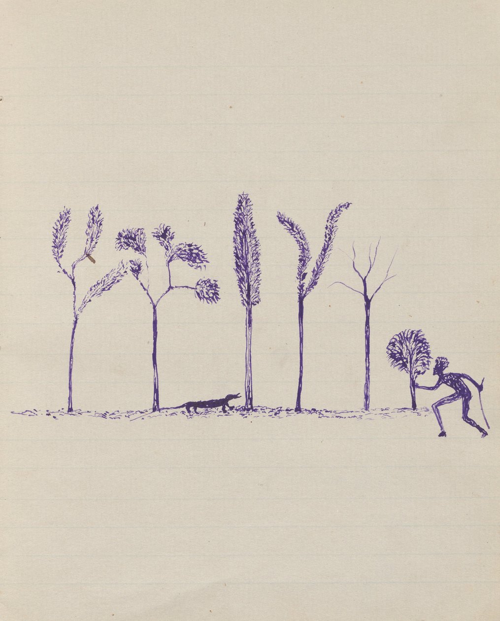 Kwatkwat - (Aborigen cazando goanna) Cuaderno de bocetos principalmente de actividades de aborígenes y blancos de Tommy McRae