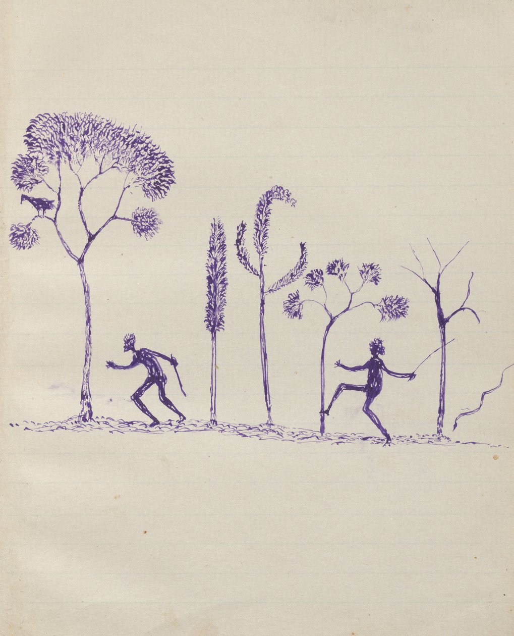Kwatkwat - (Aborígenes entre los árboles) Cuaderno de bocetos principalmente de actividades de aborígenes y blancos de Tommy McRae