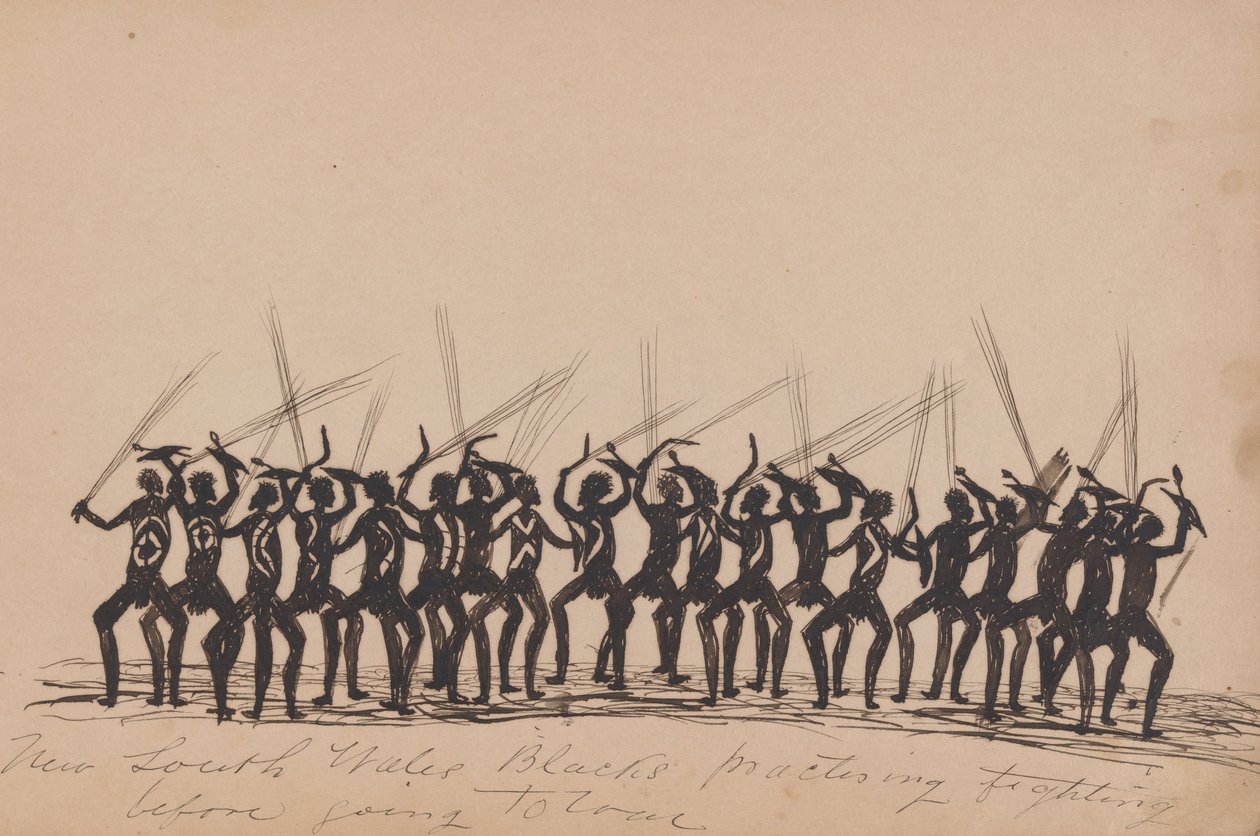 Kwatkwat - Aborígenes de Nueva Gales del Sur practicando lucha antes de ir a la guerra de Tommy McRae