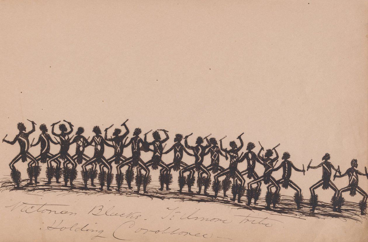 Kwatkwat - Aborígenes victorianos - Tribu de Kilmore celebrando corroboree de Tommy McRae