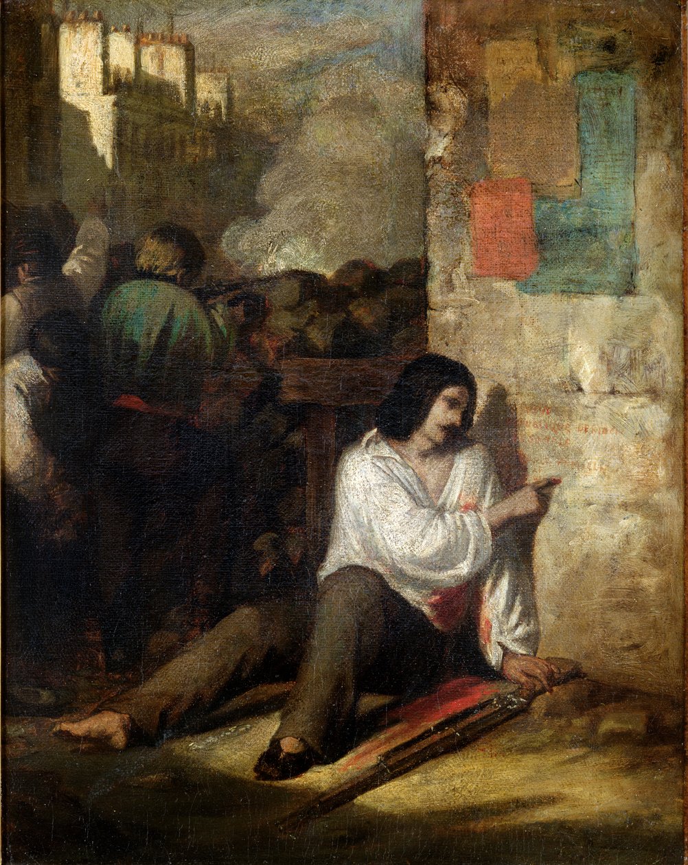 La Barricada en 1848 o, El Insurgente Herido, 1848-52 de Tony Johannot
