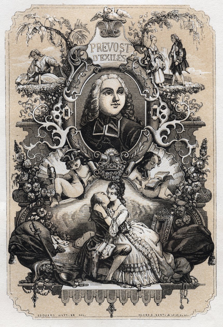 Frontispicio de “Histoire de Manon Lescaut et du Chevalier Des Grieux” de Abbe Prevost (Antoine Francois Prevost) (1697-1763) - Edición de 1839 ilustrada por Tony Johannot (1803-1852) de Tony Johannot