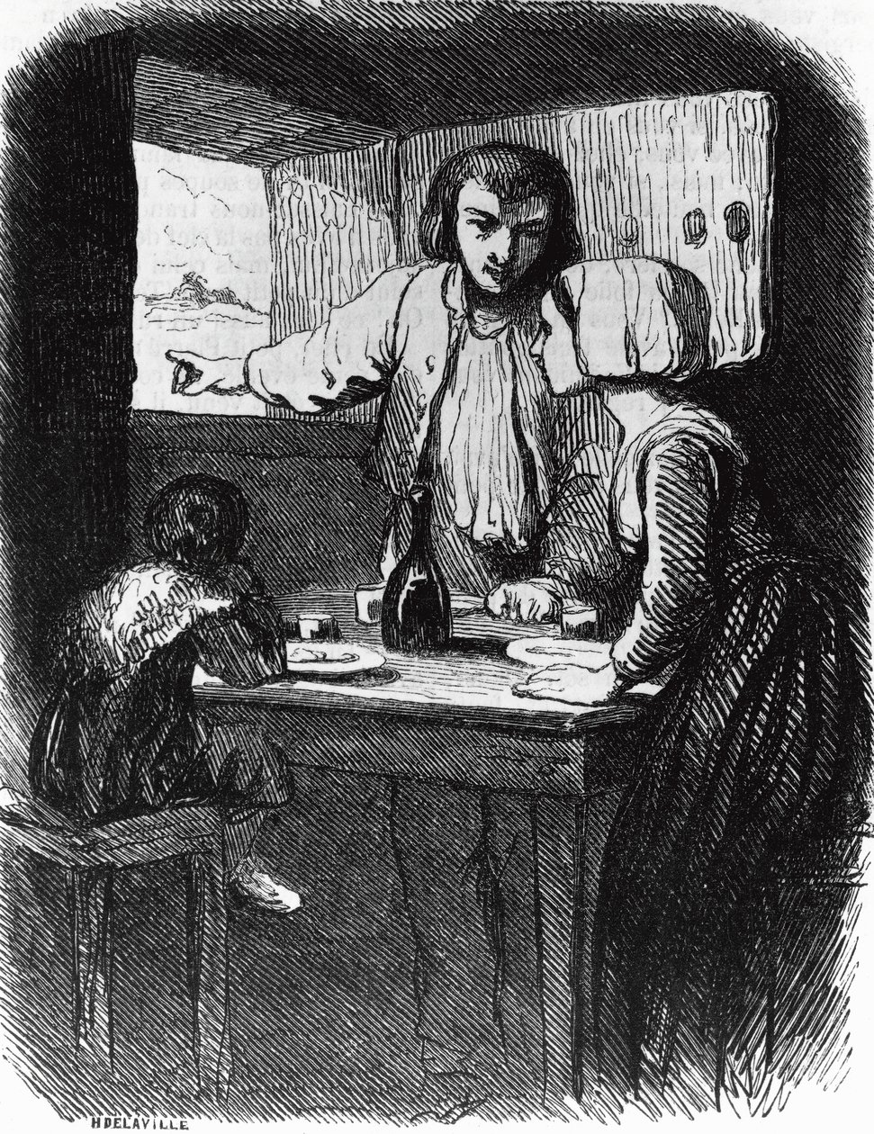 Ilustración de La Mare au Diable, novela de George Sand (1804-1876), grabado de Henri Delaville (en activo a mediados del siglo XIX) sobre dibujo de Tony Johannot (1803-1852). de Tony Johannot