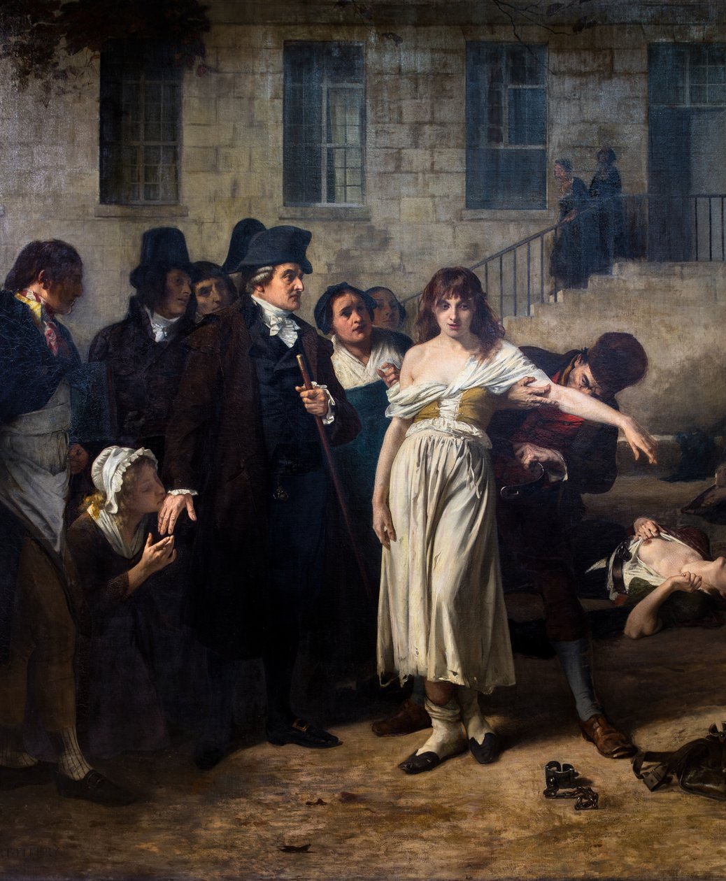 El doctor Pinel libera a los locos en Salpêtrière en 1795 de Tony Robert Fleury