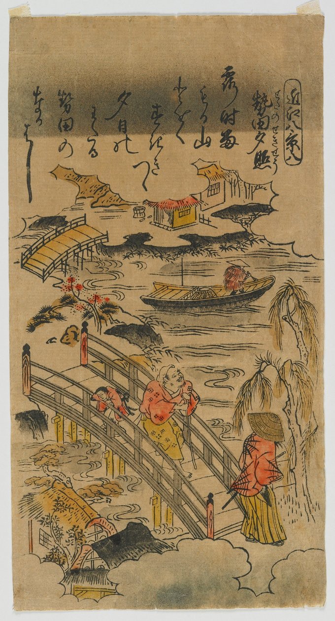 Ocho Vistas de Omi (no. 8) Período Edo, finales de 1720 o principios de 1730 de Torii Kiyomasu II