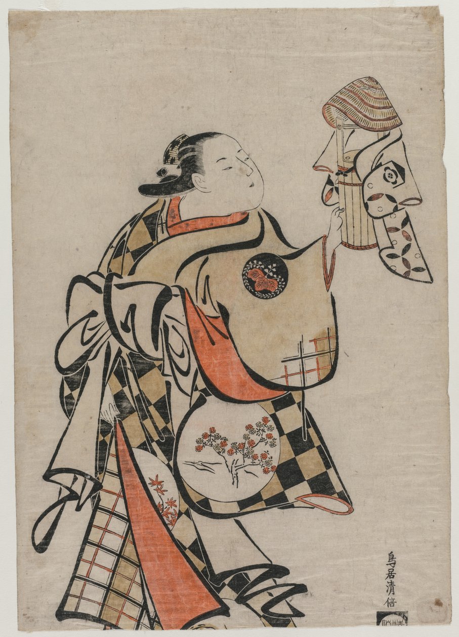 Fujimura Handayu como una cortesana de Torii Kiyomasu