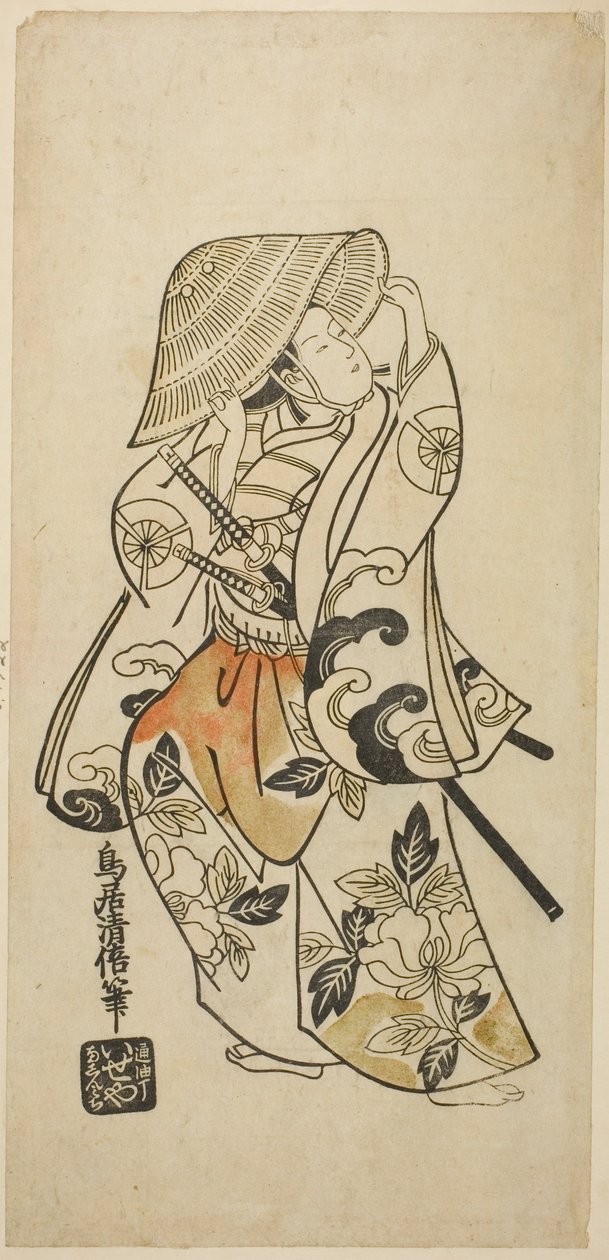 El actor Tamazawa Saijiro en un papel no identificado de Torii Kiyomasu II
